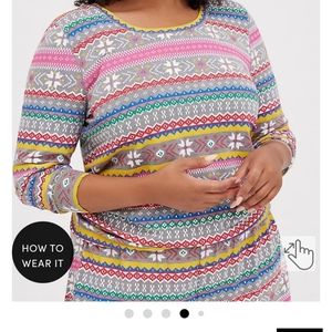 - SUPER SOFT FAIR ISLE HEATHER GREY LOUNGE TOP SIZE 0